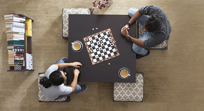 Tribal Coffee Table Set (Ebony & Morocco Lattice Beige)